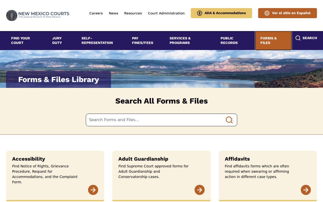 De Baca County civil docket search reference from the New Mexico Courts forms library
