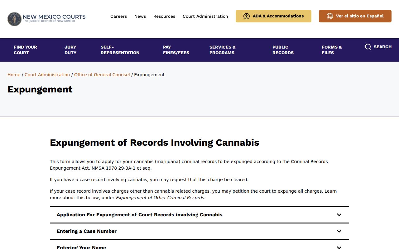 De Baca County criminal docket expungement information from New Mexico Courts