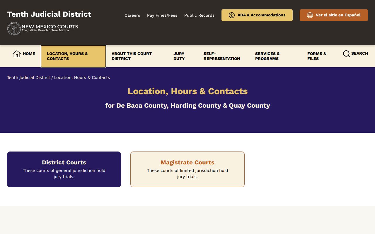 De Baca County court docket district and magistrate contact information