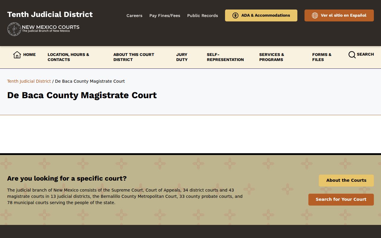 De Baca County court docket magistrate court record contact in Fort Sumner