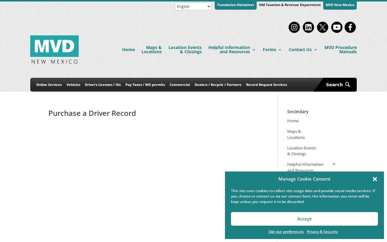 De Baca County traffic court record distinction from New Mexico MVD driver record access
